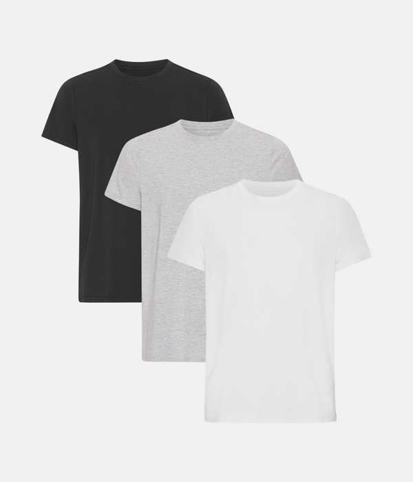 3 pack bamboo T-shirt black/white/light grey