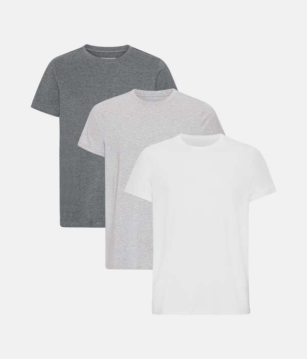 3 pack bamboo T-shirt dark grey melange/light grey/white