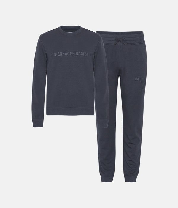 Dark grey bamboo jogging suit with logo