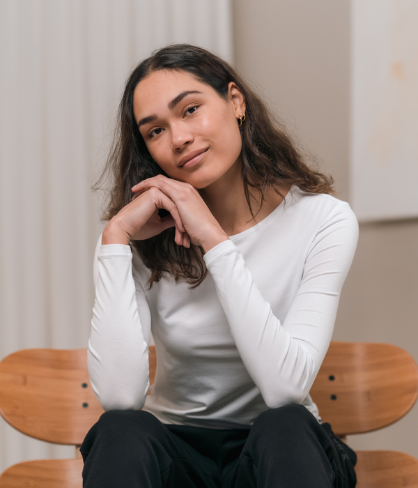 White bamboo long sleeve t-shirt