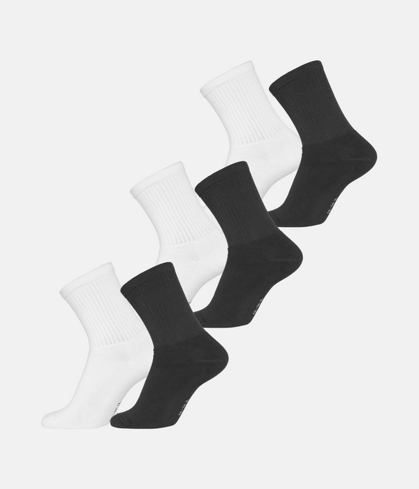 6 pairs of bamboo tennis socks black/white