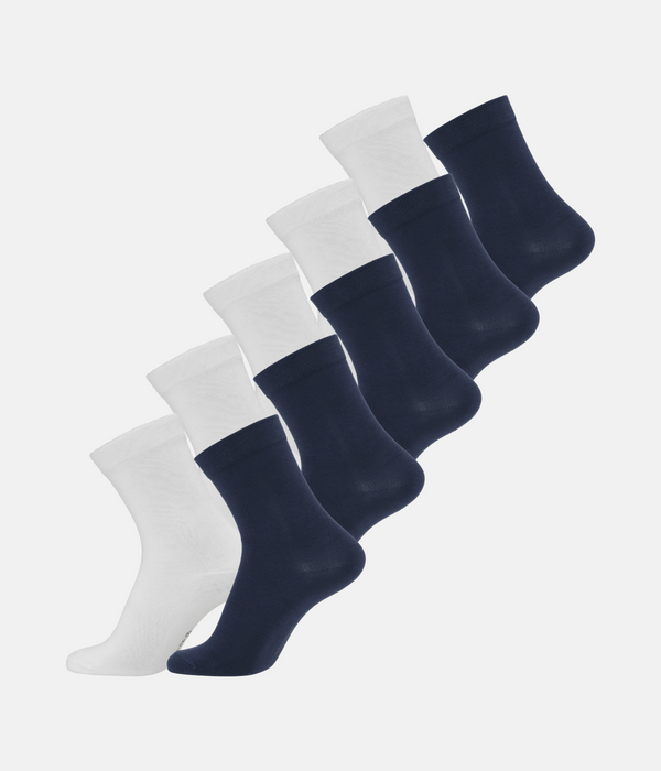 10 pairs of bamboo socks white/navy