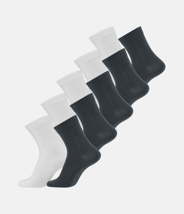 10 pairs of bamboo socks white/dark grey