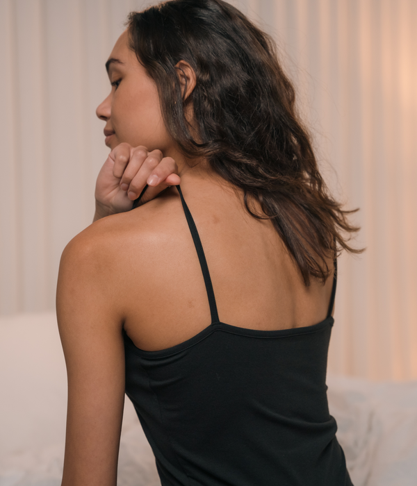 Black bamboo slip dress