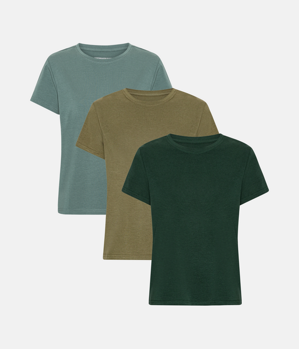 3 pack bamboo T-shirt conditioner green/olive/green