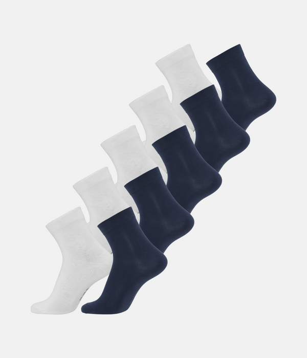 10 pairs of bamboo socks low cut white/navy
