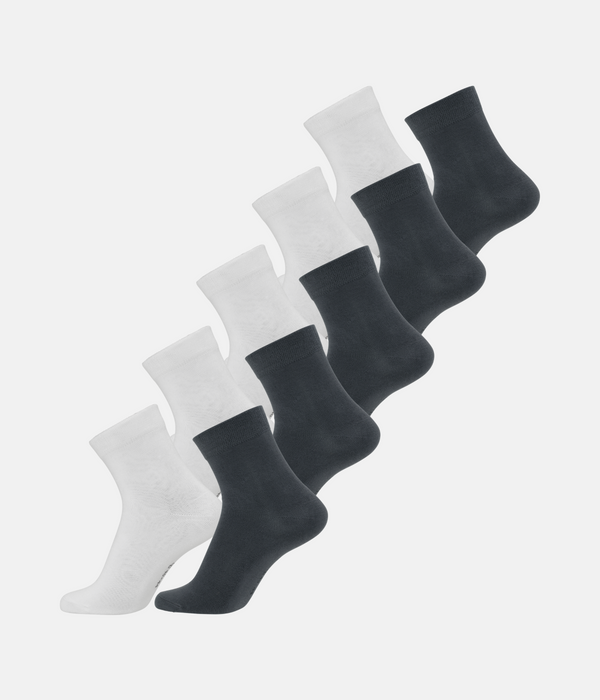 10 pairs of bamboo socks low cut white/dark grey