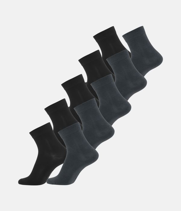 10 pairs of bamboo socks low cut black/dark grey
