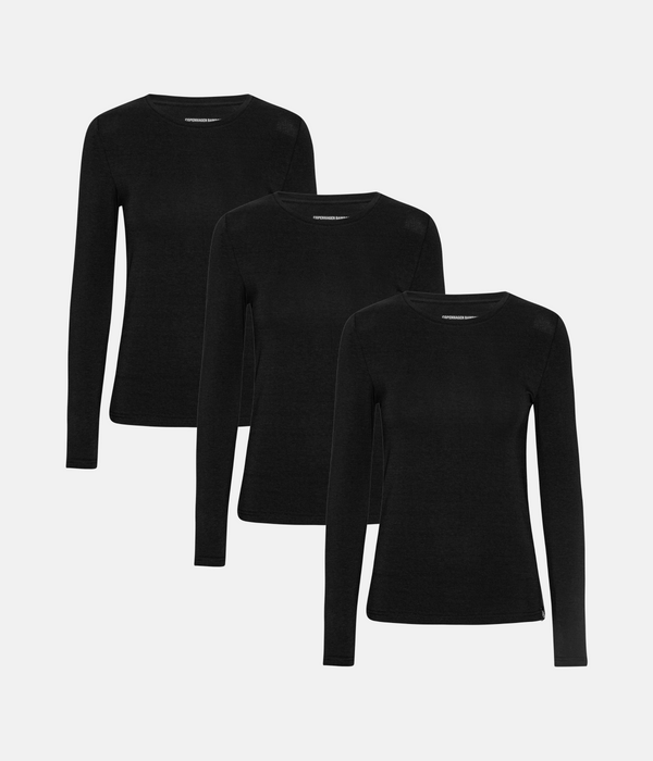 3 pack black bamboo long sleeve T-shirt