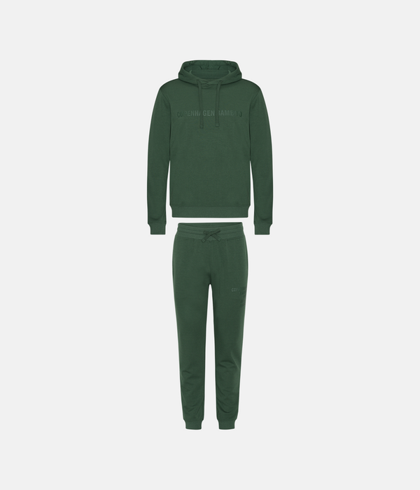 Green bamboo hoodie jogging set with logo