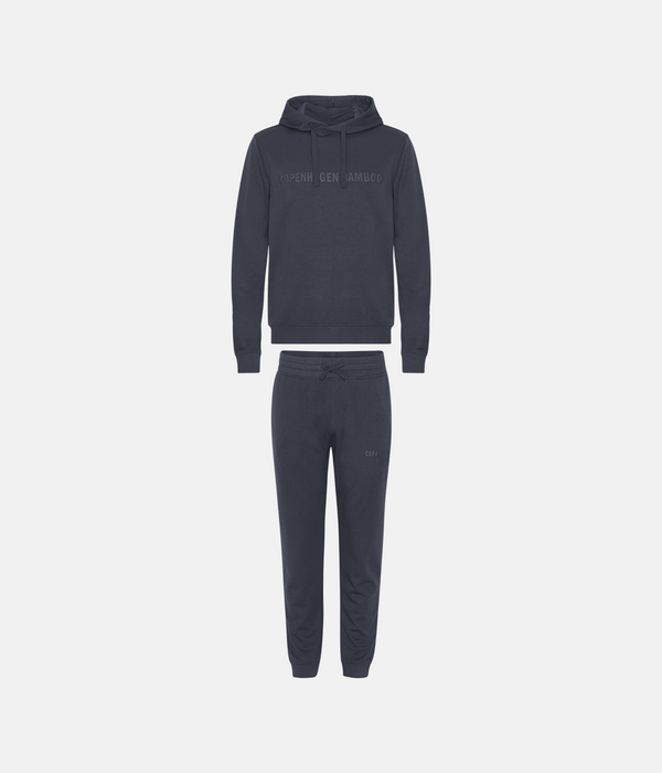 Dark grey bamboo hoodie jogging set with logo