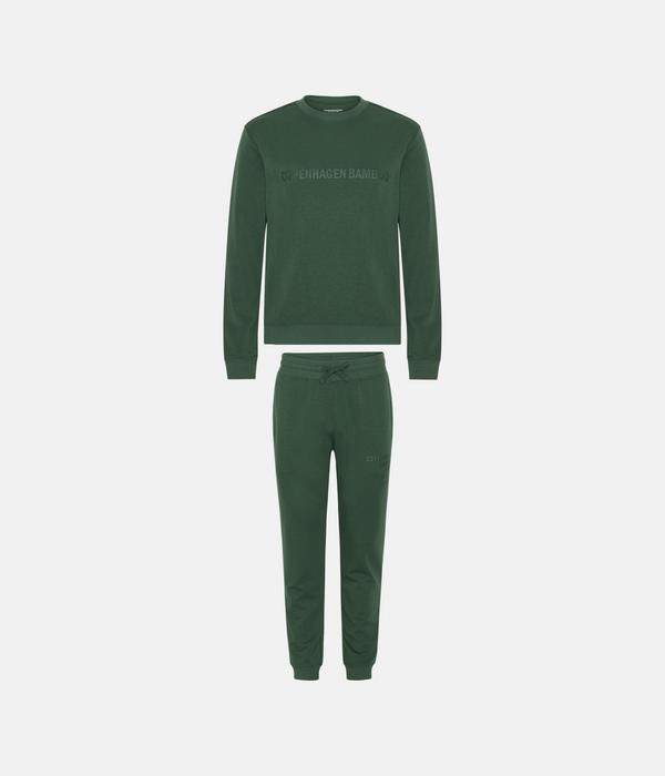 Green bamboo jogging set with logo