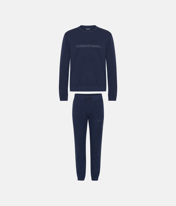 Navy bamboo jogging set with logo