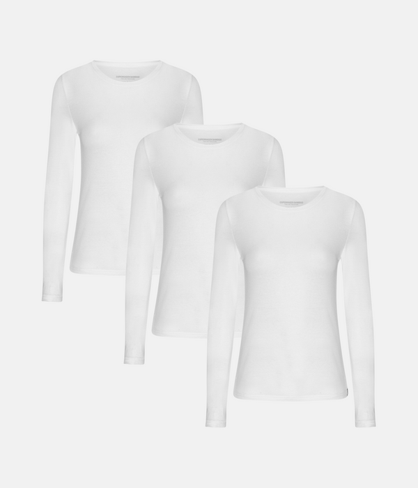 3 pack white bamboo long sleeve T-shirt