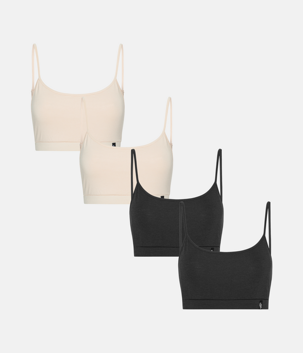 4 pack bra top with thin padding black/cream
