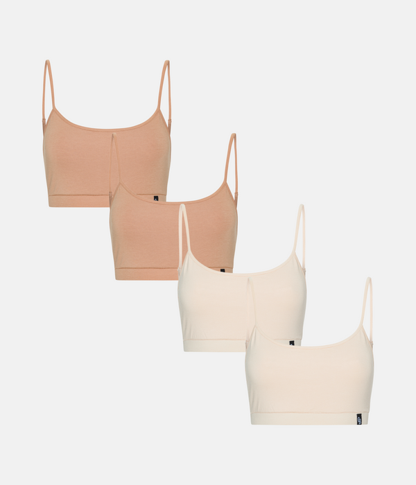 4 pack bra top with thin straps tan/cream