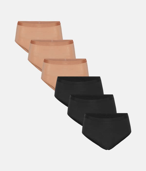6 pack maxi panties black/tan