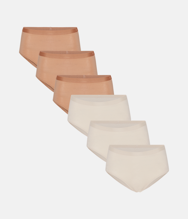 6 pack maxi panties tan/cream