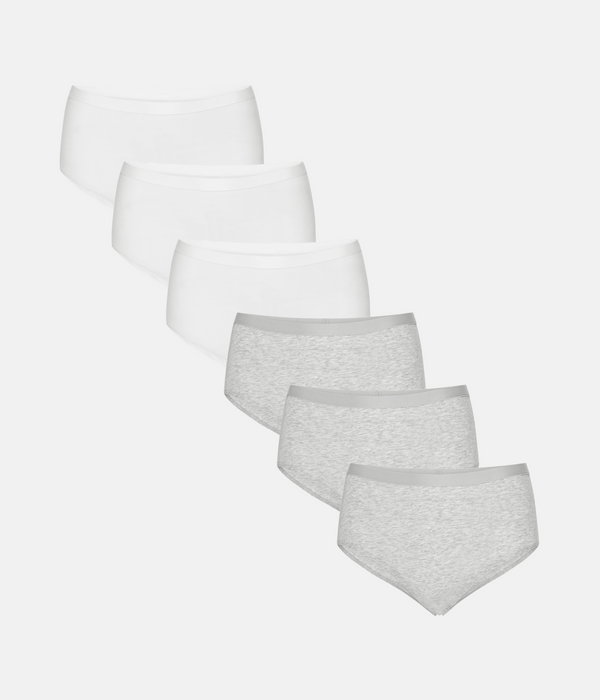 6 pack maxi panties white/gray