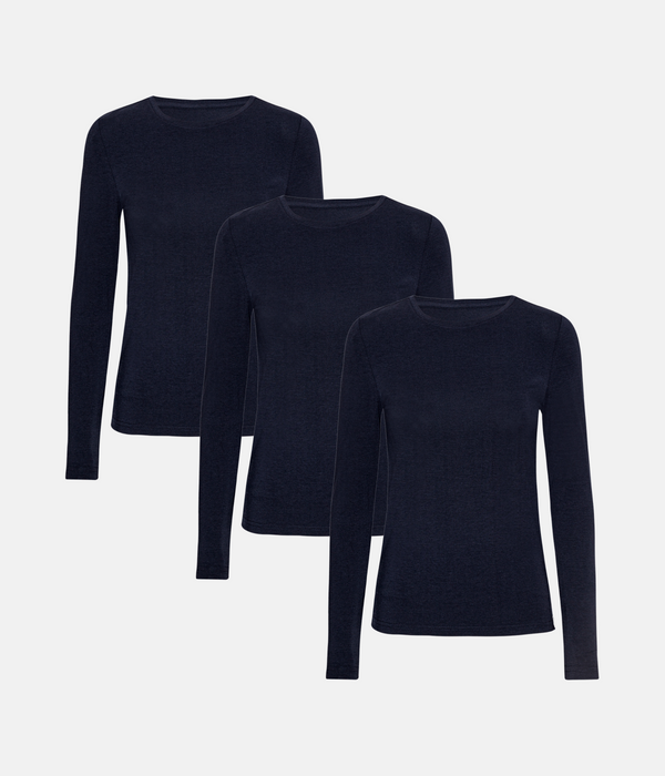 3 pack navy bamboo long sleeve T-shirt