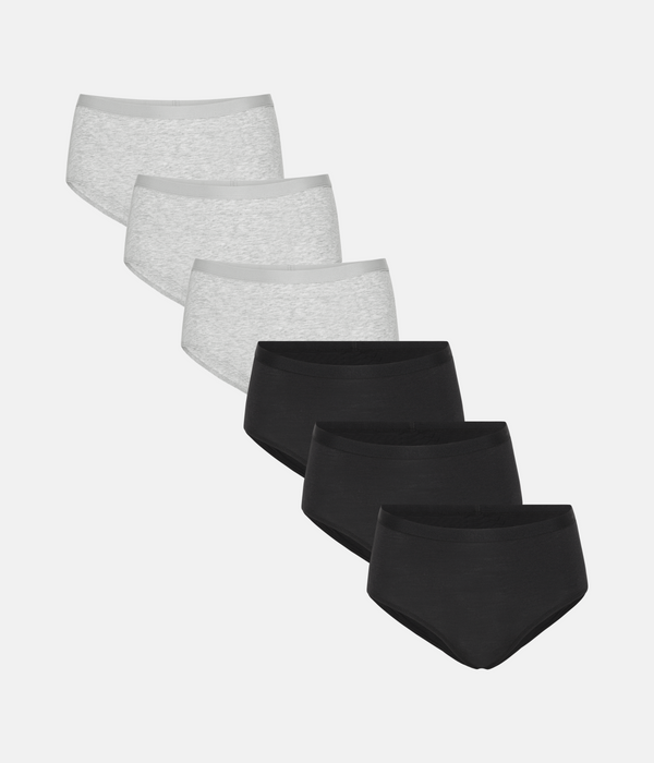 6 pack maxi panties black/grey