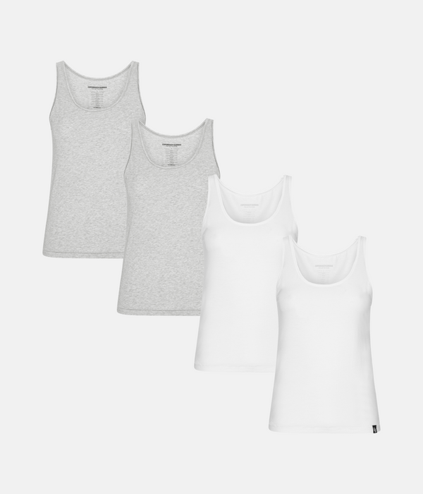 4 pack bamboo tops white/gray