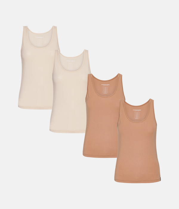 4 pack bamboo tops tan/cream
