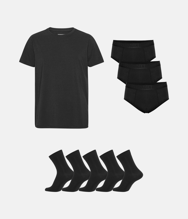 Bamboo Package - T-shirt & Men's Briefs & Socks - Black