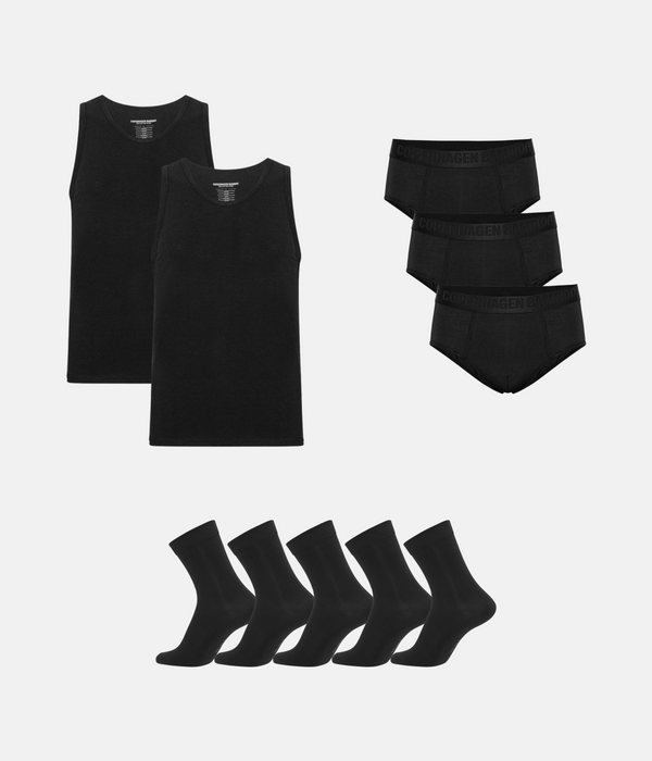 Bamboo Package - Tank Top & Men's Briefs & Socks - Black