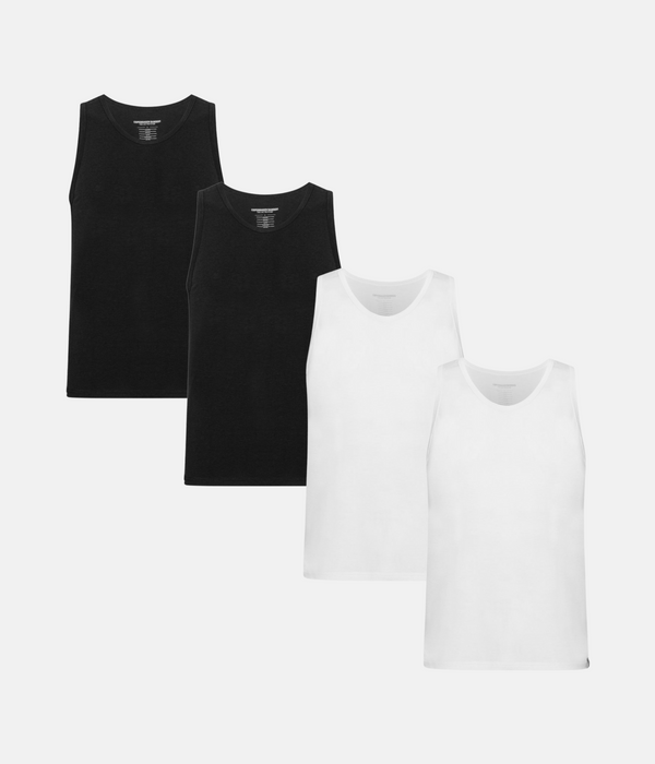 4 pack bamboo tank tops black/white