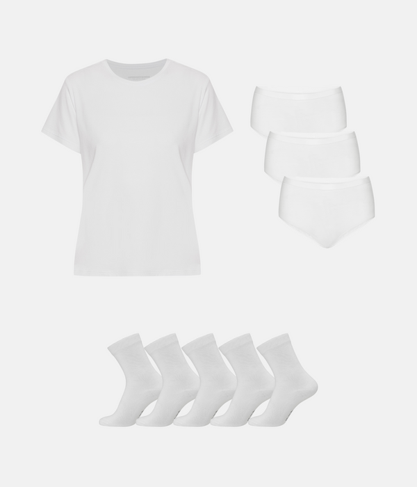 Bamboo Package - T-shirt & Maxi Panties & Socks - White