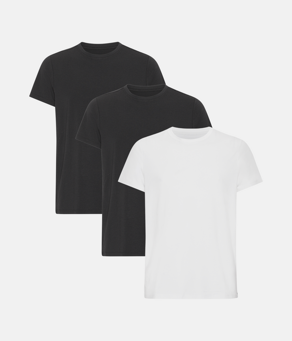3 pack bamboo T-shirt black/black/white