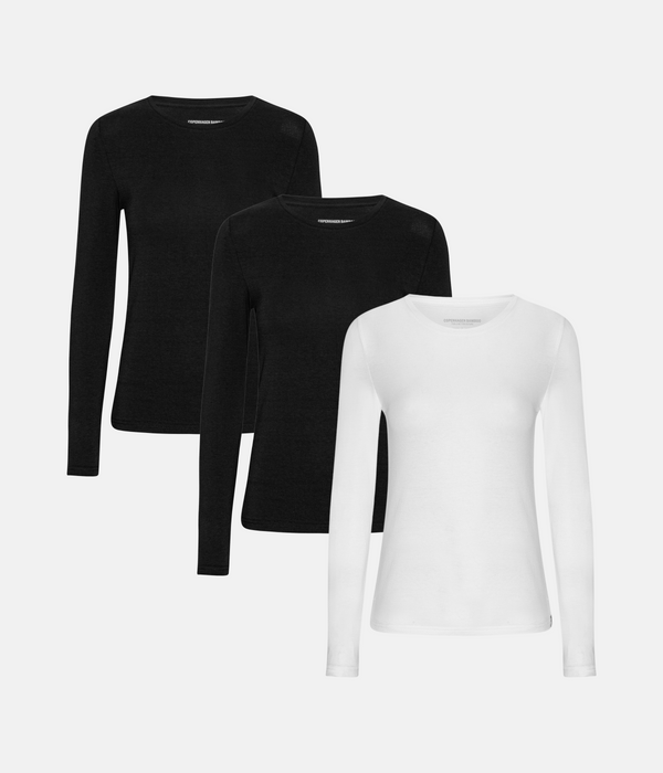 3 pack bamboo long sleeve T-shirt black/black/white