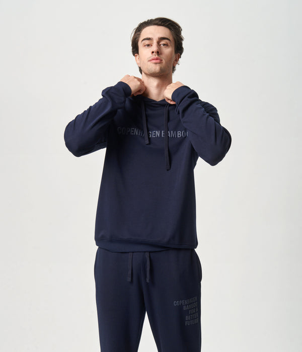 Navy bamboo hoodie with logo