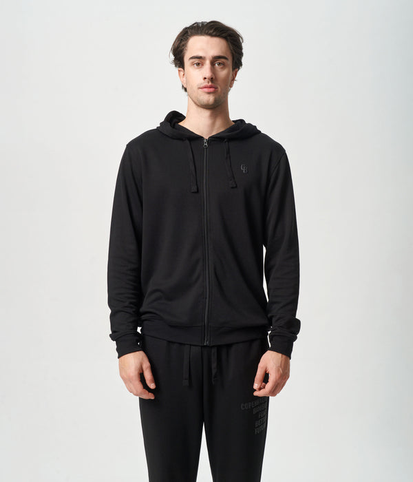 Black bamboo zip-up hoodie
