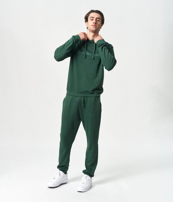 Green bamboo hoodie jogging set with logo