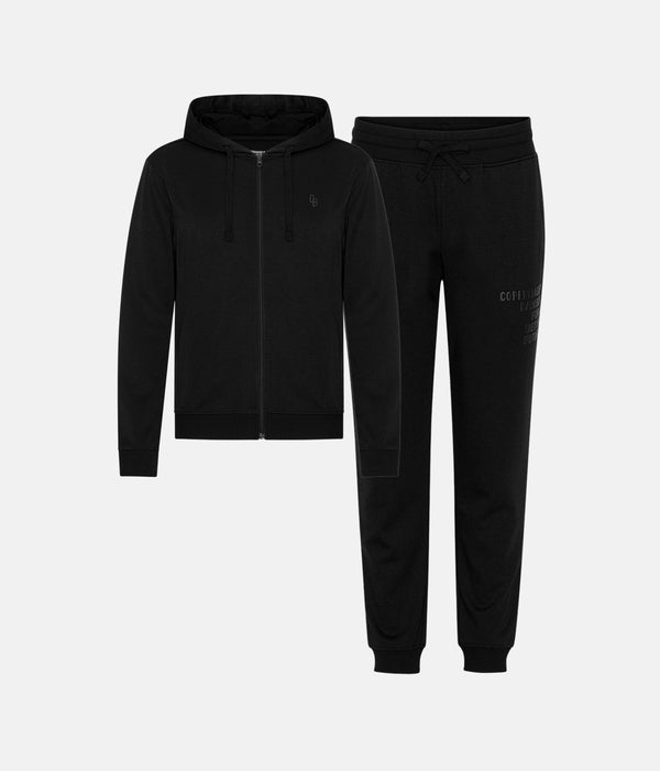 Black bamboo hoodie jogging set with zipper