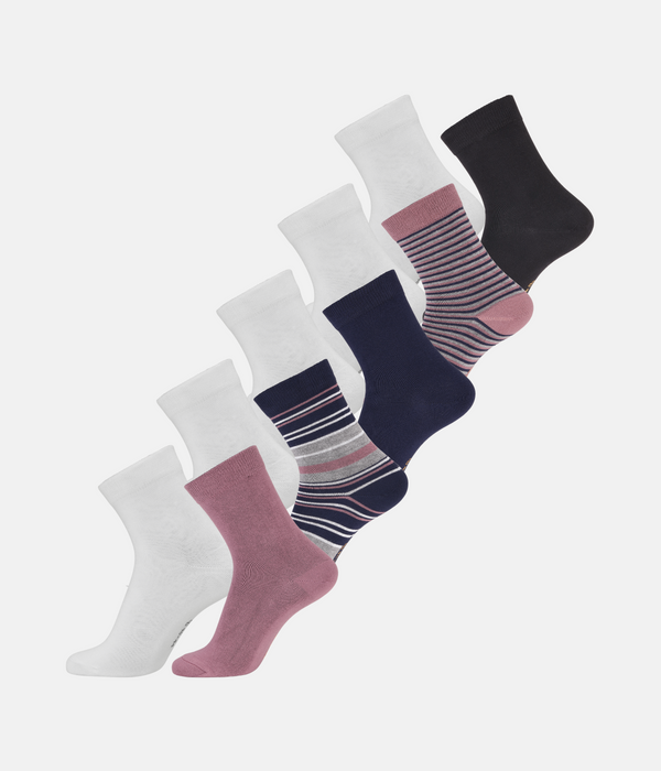 10 pairs of bamboo socks low cut white/mauve mix