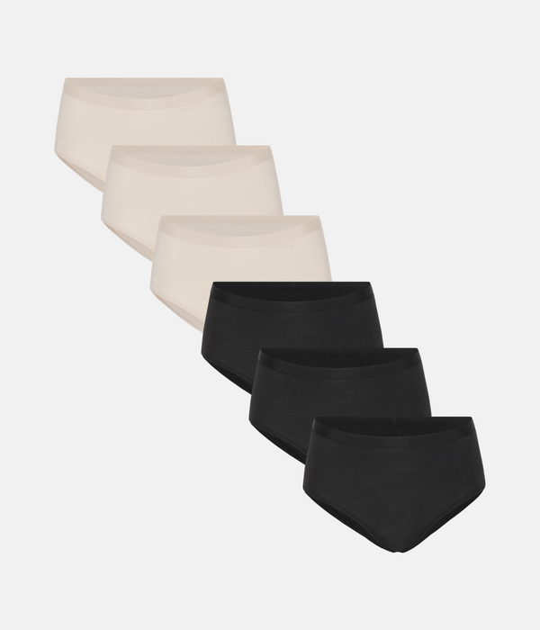 6 pack maxi panties black/cream