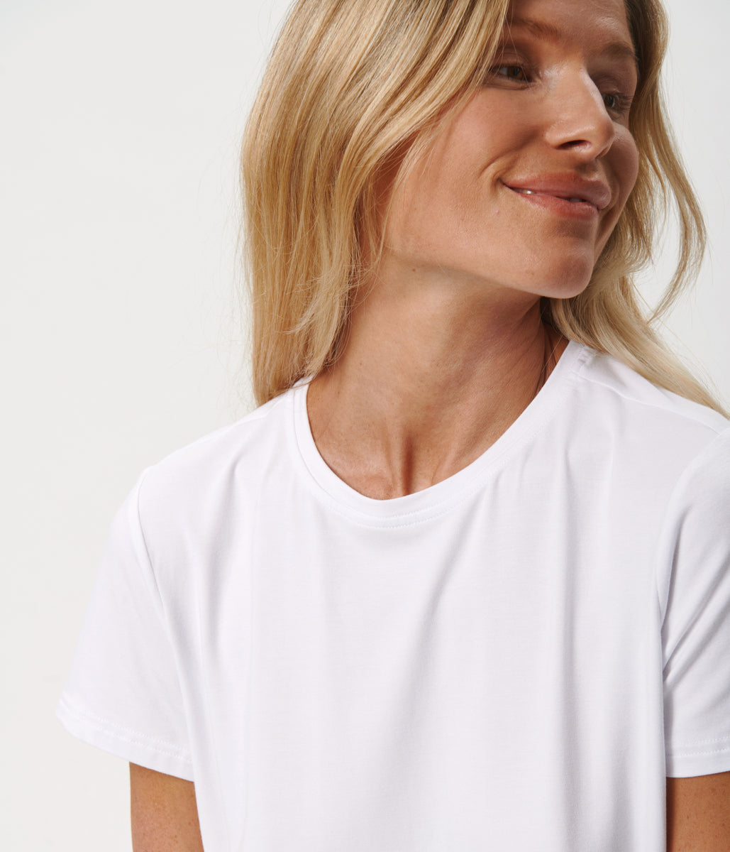White short sleeve women's bamboo Tshirt from Copenhagen Bamboo