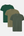 3 pack bamboo T-shirt green/olive/forest night