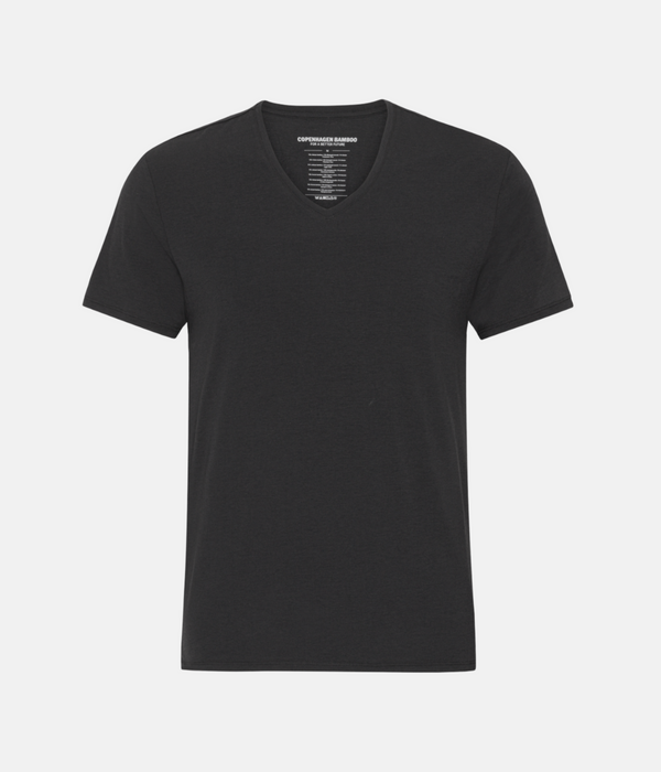 Black slim fit v-neck bamboo T-shirts - 2 pack