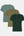3 pack bamboo T-shirt conditioner green/olive/green