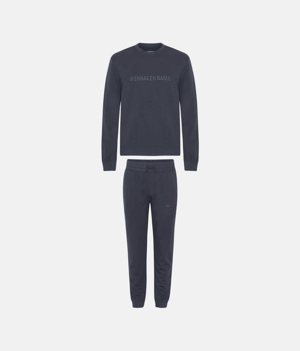 Dark grey bamboo jogging suit with logo