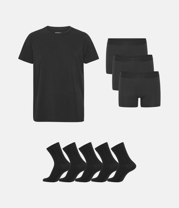 Bamboo Package - T-shirt &amp; Briefs &amp; Socks - Black