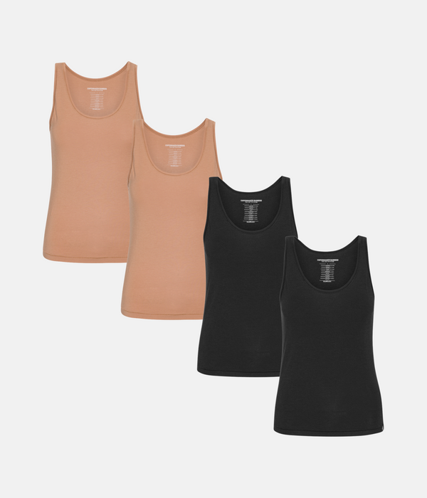 4 pack bamboo tops black/tan