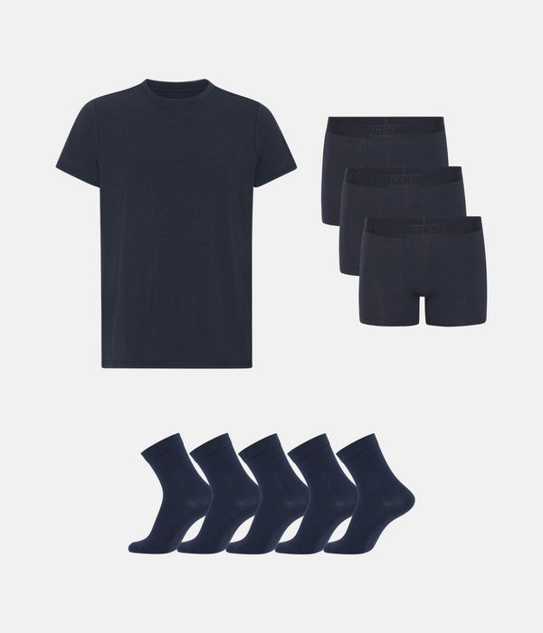 Bamboo Package - T-shirt &amp; Underwear &amp; Socks - Navy