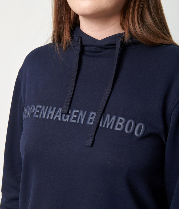 Navy bamboo hoodie with logo    Copenhagen Bamboo