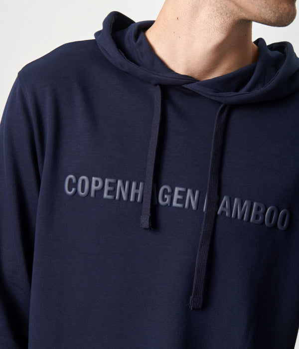 Navy bamboo hoodie jogging set with logo
