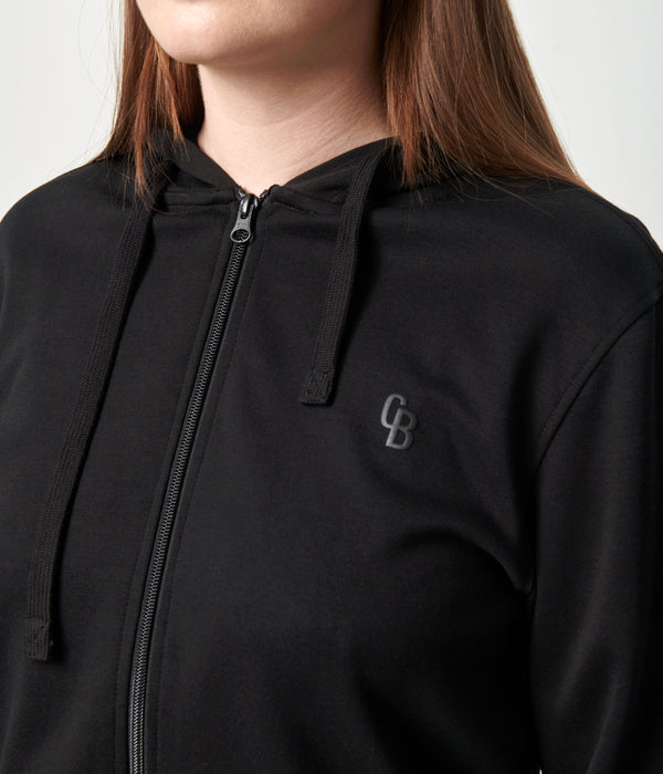 Black bamboo hoodie jogging set with zipper
